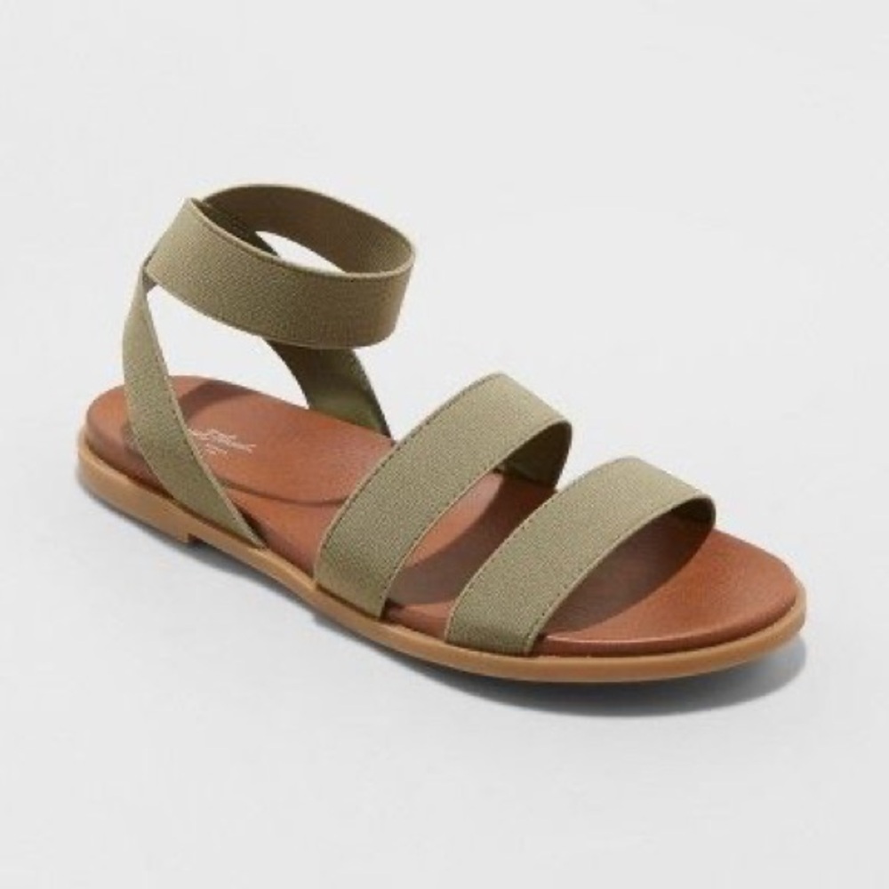 Universal Thread Paisley Olive Elastic Ankle Strap Sandals